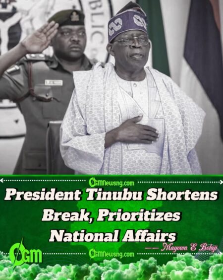 President Tinubu Ends Vacation Early, Returns to Abuja for Official Duties