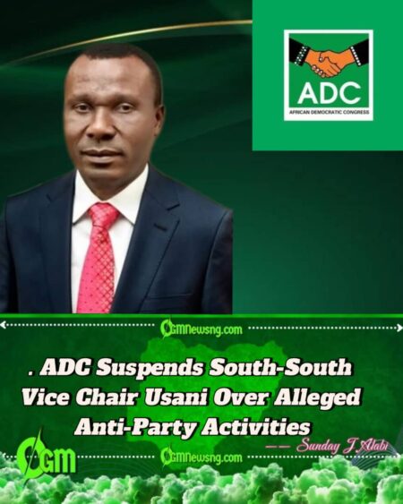 ADC Suspends South-South Vice Chairman Usani Over Alleged Breach of Party Constitution