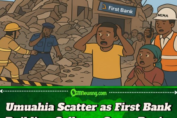 First Bank Building Don Fall for Umuahia – NEMA and Police Don Take Over Scene