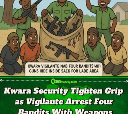 Kwara Vigilante Nab Four Bandits With Guns Hide Inside Sack for Lade Area