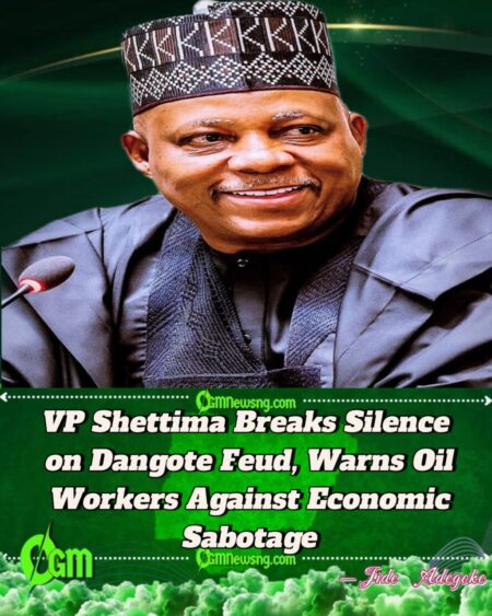 Vice President Shettima Tackles PENGASSAN Amid Dangote Feud, Says Union Can’t Hold Nigeria to Ransom Over ‘Minor Labour Dispute’