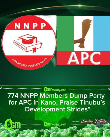 774 NNPP Members Defect to APC in Kano’s Rimin Gado, Hail Tinubu’s Projects