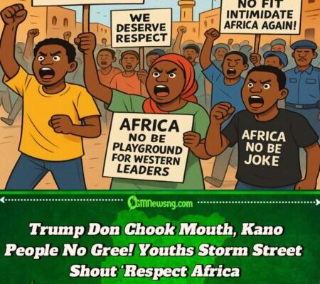Kano Resident Dey Vex Youths Storm Street to Protest Trump Threat, Shout ‘Respect Africa!