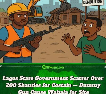 Lagos State Government Don Demolish 200 Shanties for Costain – Dummy Gun Cause Panic as Taskforce Clear Illegal Settlers!
