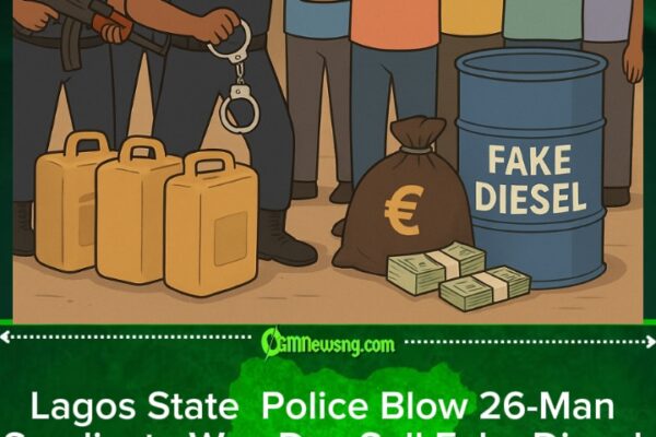 Lagos State Police Nab 26-Man Syndicate Wey Dey Sell Fake Diesel, Cash & Containers Recovered