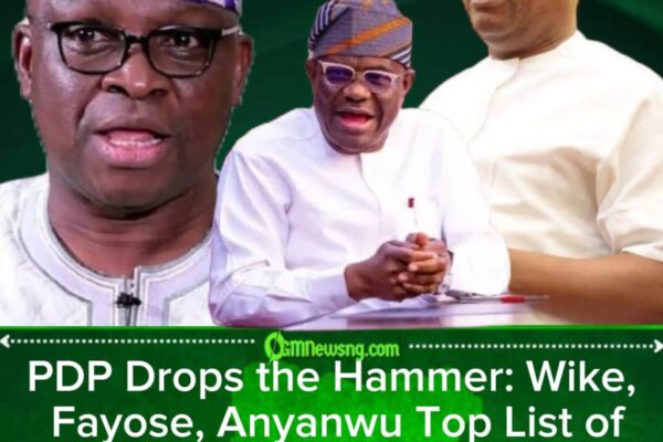 PDP Expels Ayo Fayose, Nyesom Wike, Samuel Anyanwu and Seven Others Over Anti-Party Activities