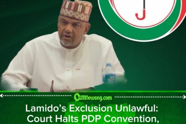 COURT HALTS PDP IBADAN CONVENTION OVER LAMIDO’S EXCLUSION, RESTRAINS INEC