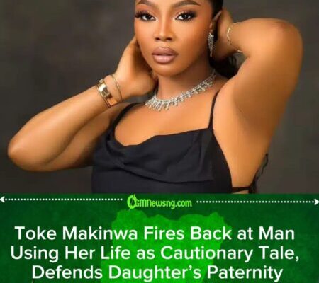 Toke Makinwa Fires Back at Man Who Used Her as a Cautionary Tale and Questioned Her Daughter’s Paternity