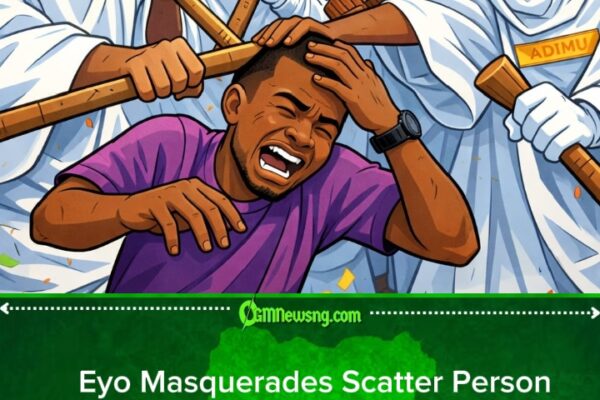 Eyo Masquerades Beat Man During 2025 Lagos Festival, Social Media Dey Shock