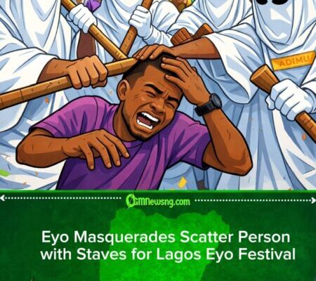 Eyo Masquerades Beat Man During 2025 Lagos Festival, Social Media Dey Shock