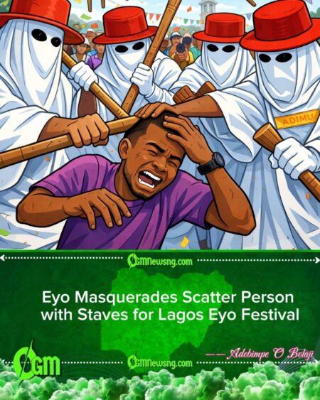 Eyo Masquerades Beat Man During 2025 Lagos Festival, Social Media Dey Shock