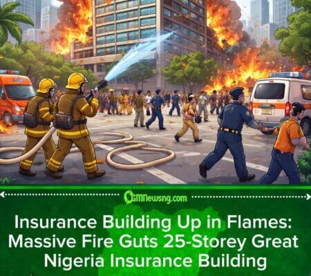 Insurance Building Catch Fire as Flame Swallow 25-Storey GNI Tower for Lagos Island