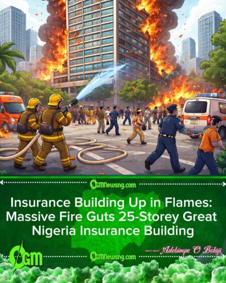 Insurance Building Catch Fire as Flame Swallow 25-Storey GNI Tower for Lagos Island