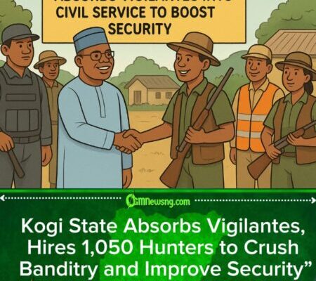 Kogi State Government Hires 1,050 Hunters, Absorbs Vigilantes Into Civil Service to Fight Banditry and Boost Security