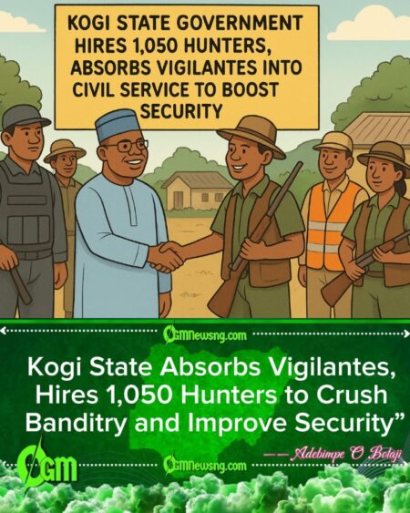 Kogi State Government Hires 1,050 Hunters, Absorbs Vigilantes Into Civil Service to Fight Banditry and Boost Security