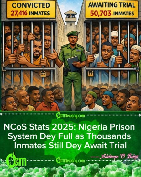 NCoS Reveal 27,416 Inmates Don Get Conviction for 2025 as 50,703 Still Dey Wait Trial