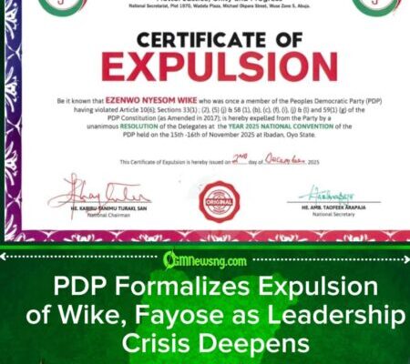 PDP Issues Expulsion Certificates to Wike, Fayose, Others After Convention Ratification
