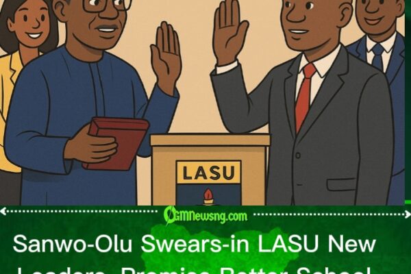 Sanwo Olu Swear-in New LASU Leadership, Students Dey Hope Better Education