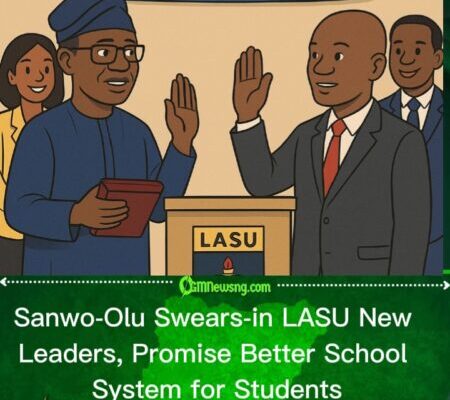 Sanwo Olu Swear-in New LASU Leadership, Students Dey Hope Better Education