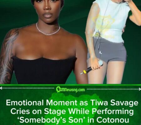 Tiwa Savage Breaks Down in Tears During Emotional ‘Somebody’s Son’ Performance in Cotonou Concert