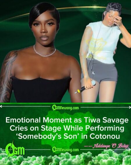Tiwa Savage Breaks Down in Tears During Emotional ‘Somebody’s Son’ Performance in Cotonou Concert
