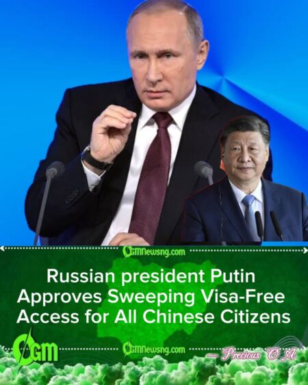 Russian president Putin Sets New Diplomatic Milestone With Visa-Free Access for China
