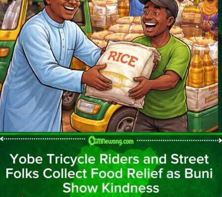 Buni Distribute Free Food Items to Yobe Tricycle Riders, Street People Beneficiaries Happy