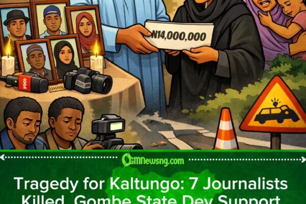 Gombe State Govt Don Give N14 Million to Families of Journalists Wey Die for Road Crash