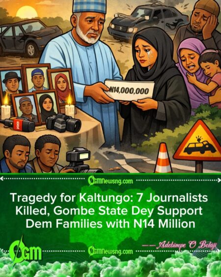 Gombe State Govt Don Give N14 Million to Families of Journalists Wey Die for Road Crash