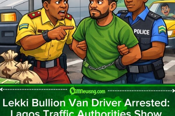 Lagos State Government Catch Bullion Van Driver Wey Dey Drive Against One-Way, Traffic Law No Dey Joke