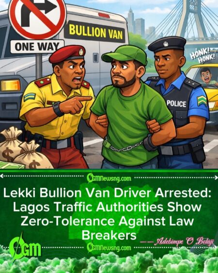 Lagos State Government Catch Bullion Van Driver Wey Dey Drive Against One-Way, Traffic Law No Dey Joke