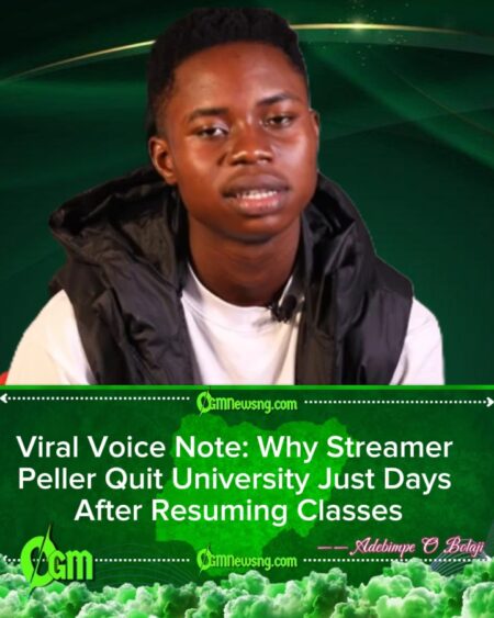 Streamer Peller Drops Out of University After 2 Days, Vows Never to Return to School