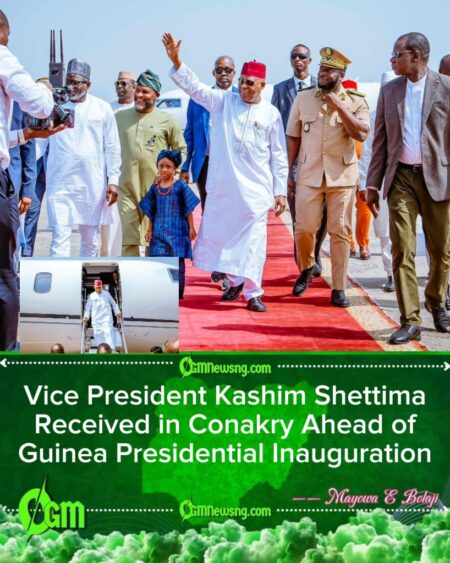 Vice President Kashim Shettima Arrives Conakry to Represent Tinubu at Guinea Inauguration