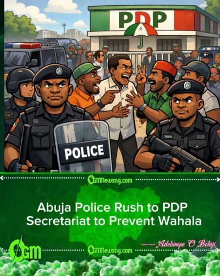 Abuja Police Rush PDP Secretariat to Prevent Fight as Party Members Dey Argue
