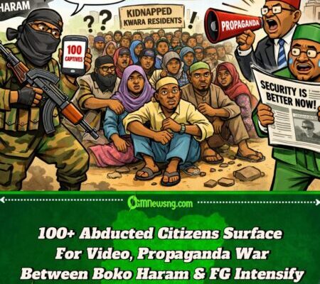 Gbas Gbos! Boko Haram Drop Shocking Video Of 100+ Kidnapped Kwara Residents, Accuse Government Of Propaganda Drama