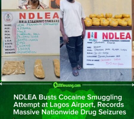 NDLEA Arrests Brazil Returnee with Cocaine Hidden on Body, Seizes Over 9,900kg of Drugs in Nationwide Raids