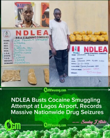 NDLEA Arrests Brazil Returnee with Cocaine Hidden on Body, Seizes Over 9,900kg of Drugs in Nationwide Raids