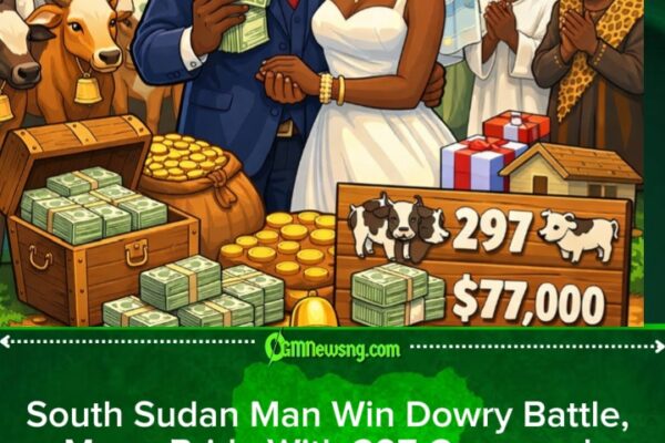South Sudan Man Shock Africa as He Pay 297 Cows, $77,000 Dowry to Marry Bride