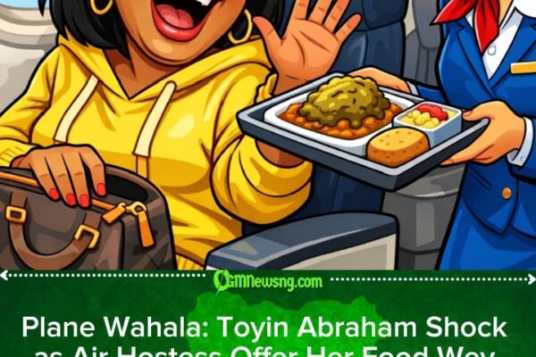 Toyin Abraham Reacts as Air Hostess Serve Her Strange Food for Plane – Nigerians Burst Laugh