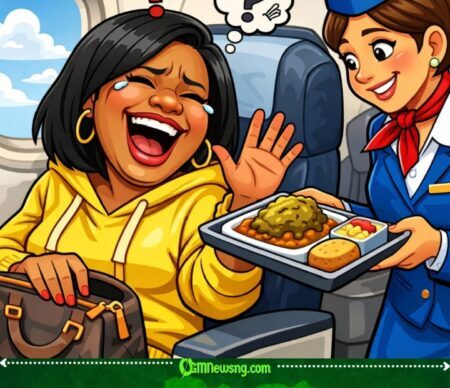 Toyin Abraham Reacts as Air Hostess Serve Her Strange Food for Plane – Nigerians Burst Laugh