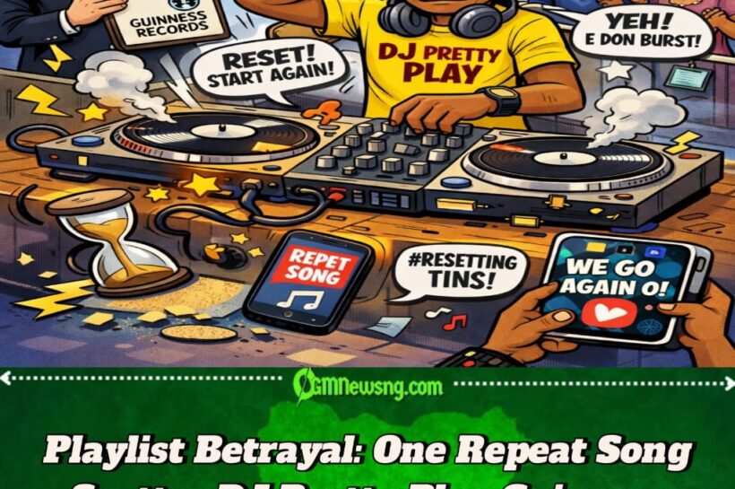 DJ Pretty Play Guinness World Record Attempt Crash After Song Play Twice — 72 Hours of Non-Stop DJing Reset Like Phone Wey Dem Reboot