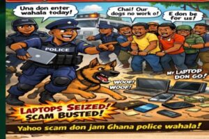 12 Nigerians Land For Wahala As Ghana Police Grab Dem Over Yahoo-Yahoo And Human Trafficking Matter
