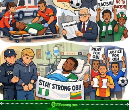 Nigerian Footballer Chinonso Jeremiah Obi Dey Fight For Life After Brutal Stabbing for Lithuania