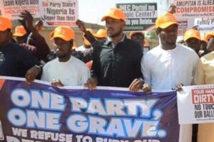 ADC Youths Stage Protest at INEC Office in Katsina, Issue 74-Hour Ultimatum