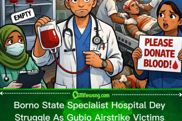 Borno State Specialist Hospital Dey Face Serious Blood Shortage After Deadly Gubio Airstrike Wey Kill Over 30 People