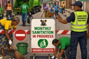 Lagos State Goverment Don Resume Monthly Sanitation, Movement Go Dey Restricted for Saturday