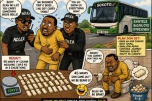 NDLEA Catch Businessman wey Belle Full of Cocaine for Oyo – as Him Drop 45 Wraps for Toilet Drama