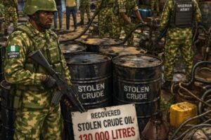Nigerian Army Scatter Illegal Oil Bunkering Network, Seize 130,000 Litres of Crude for Niger Delta Operation
