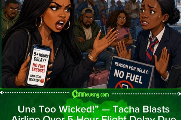 Tacha Drags Airline As Flight Delay Pass 5 Hours, Calls Out ‘No Fuel’ Excuse in Nigeria Aviation Crisis