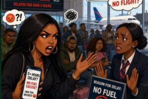 Tacha Drags Airline As Flight Delay Pass 5 Hours, Calls Out ‘No Fuel’ Excuse in Nigeria Aviation Crisis